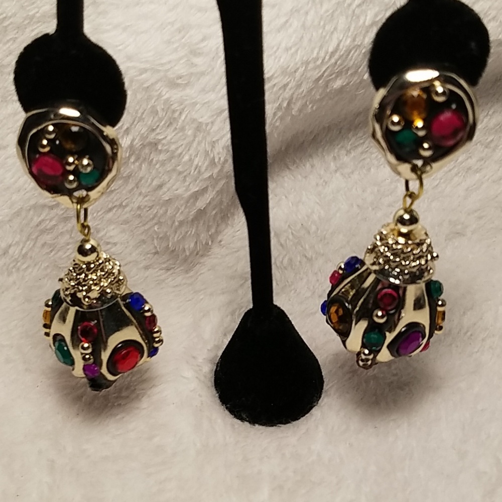 Retro Vintage Dangling Clip On Earrings